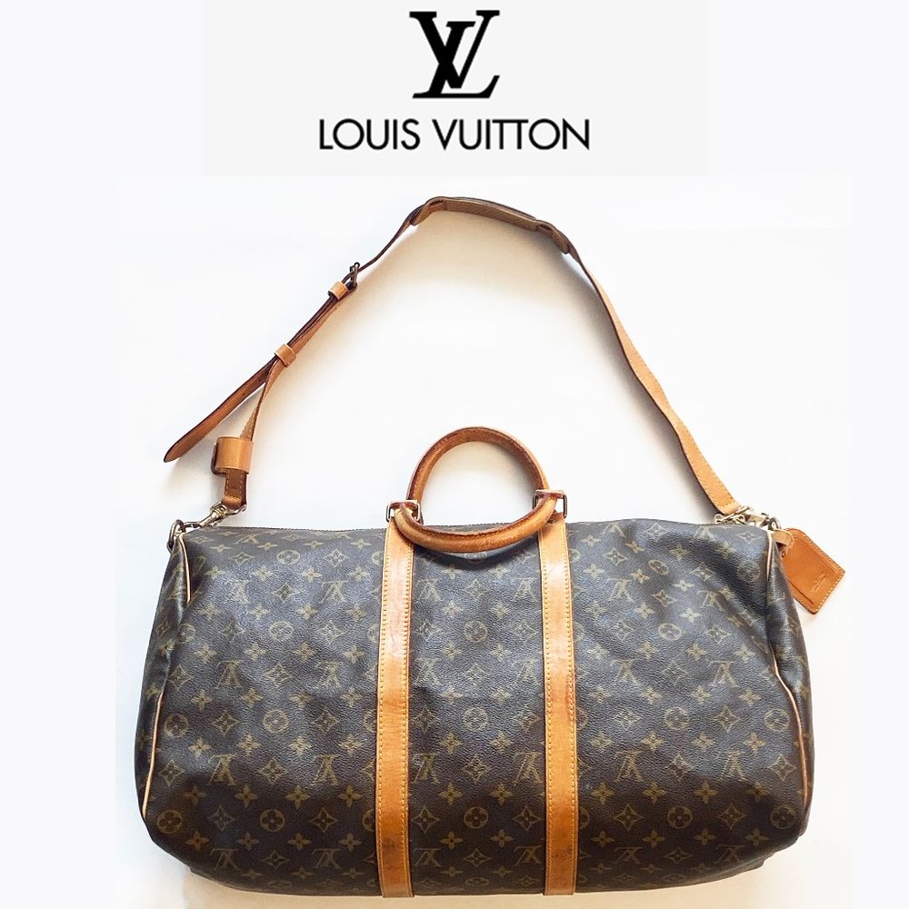 Louis Vuitton Brown and Tan Monogram Duffel Bag